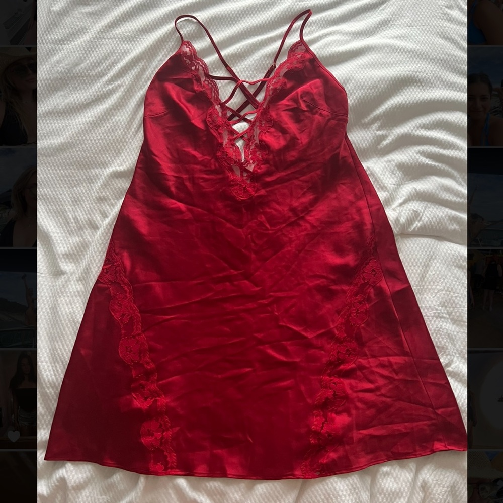 Red silk slip